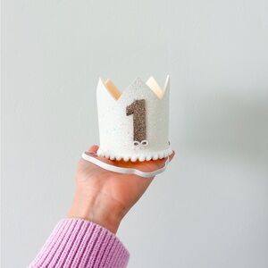 Hadmade White and Gold Birthday Crown